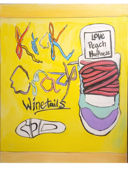 EXCLUSIVE Kick Crazy Wintailz "Love Peach & Happiness" Original Label Painting